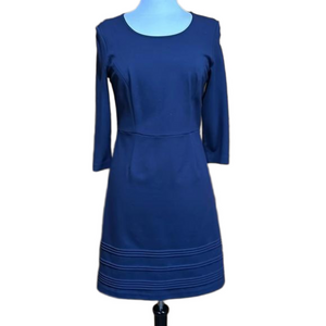 Talbots Navy Blue Ponte Knit Dress Size 6 Petite - EUC